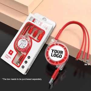 Promo Gift Factory Wholesale Custom Logo 3-in-1 Retractable Portable <b>Charger</b> 3A Fast Charging USB Data Cable IOS & Android PVC - Product Image 5