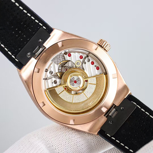 Montre de luxe pour homme inégalée, boîtier en or rose, cadran blanc, bracelet en cuir véritable noir, automatique, mécanique, date, lumineuse - Product Image 4