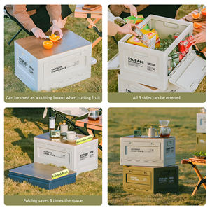 Hotsale Useful Portable Picnic Folding <strong>Box</strong> Large Capacity Outdoor Camping Lightweight <strong>Storage</strong> <strong>Box</strong> With <strong>Wooden</strong> Lid - Product Image 5