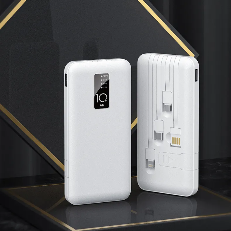 S95 Mini powerbank Portatile con 4 costruito in cavi di uscita 10000mAh batteria Esterna con display A LED Di Potenza banca di potere maniglia