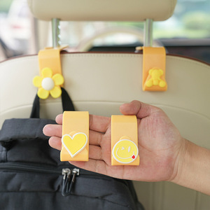 Crochets mignons pour dossier de siège de voiture, en ABS, antidérapants, pour rangement arrière, crochets décoratifs pour appuie-tête avec motif fleur et nœud - Product Image 2
