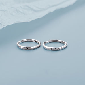 Gümüş 925 özel mektubu yüzükler kadınlar takı için moda küme yüzükler 2022 26 alfabe Signet ilk ayar saf <span class=keywords><strong>2</strong></span> adet - Product Image 6