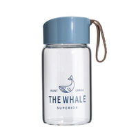 Gobelet à eau portable mini de 230 ml en verre borosilicate de haute qualité avec cordon, gobelet à boire anti-fuite à simple paroi