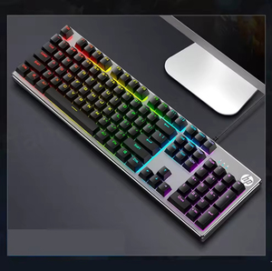 Optical Round 104-Key Full Size Anti-Ghosting USB 2.0 RGB Backlit Waterproof Metal Panel Desktop Gaming <b>Keyboard</b> - Product Image 2
