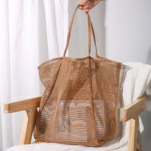 在庫卸売 ポータブル トラベル メッシュトート ビーチバッグ 大容量 ショルダーバッグ ファッション収納バッグ - Product Image 3