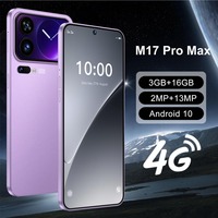 Téléphone mobile Android 10 4G M17 Pro Max, écran HD 6,56 pouces, caméra arrière 13MP, caméra selfie 2MP, 3 Go de RAM, 16 Go de ROM, smartphone intelligent