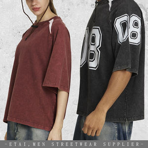 Streetwear Brand Heavyweight Washed Women Cotton Jersey <b>T</b>-<b>shirt</b> <b>Men</b> Teenagers Sports Casual Fashion Jersey Style Short Sleeve - Product Image 5