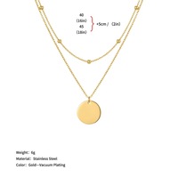 Collier cubain en acier inoxydable plaqué or 18 carats à plusieurs niveaux avec pendentif rond, best-seller en Europe et en Amérique