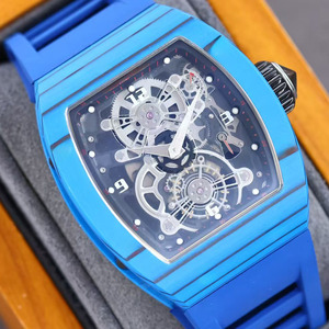 Montre de sport pour homme luxueuse de haute qualité, bleu charme, mouvement squeletté en fibre de carbone 1701TPT, bracelet de 20 mm - Product Image 2