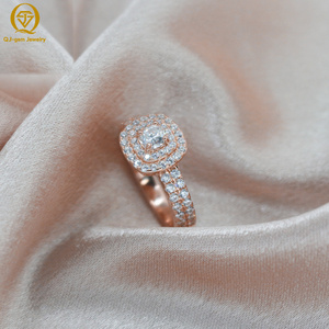 Bague de luxe pour femme, sertie de diamants, série Halo, diamant de laboratoire de haute qualité, couleur D, clarté VVS, or 18 carats, personnalisable pour les fêtes - Product Image 2