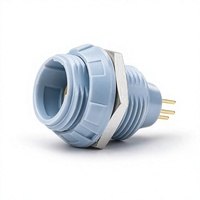 Conector Circular Push-Pull Serie P de BEXKOM, 3 Pines, Azul, Receptáculo de Montaje en Panel, Latón Chapado en Oro, Grado Médico, Bajo Costo