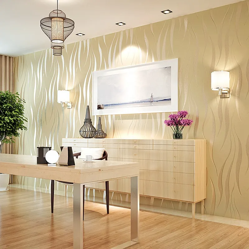 Modern einfache persönlichkeit kurve streifen tapete mode elegante schlafzimmer wohnzimmer hotel 3D wasser blatt gras tapete