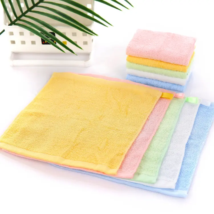 Toalha de mão TJM90101 25*25 cm, toalha de mão quadrada para bebês, toalha de tecido de fibra de bambu macia e amigável à pele