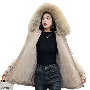 High quality 2022 designer ladies winter fleece jackets clothes warm fur collar parkas for women