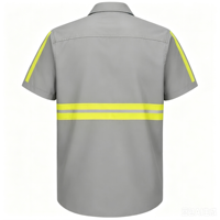 Camicia da Lavoro a Maniche Corte con Strisce Riflettenti, Due Tasche, Alta Visibilità, Uniforme di Sicurezza per Sanificazione e Costruzioni Stradali, Abbigliamento da Lavoro Estivo