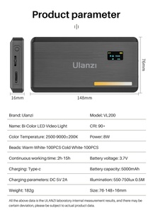 Luz <span class=keywords><strong>de</strong></span> Relleno LED Bicolor ULANZI VL200 para Fotografía y Video, 2500-9000K, Iluminación Ultra Brillante para Foto y Video - Product Image 4