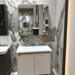 New white compact bathroom cabinet smart <b>mirror</b> cabinet white washbasin floor-standing cabinet body - Product Image 1