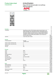 Schneider APC E3SUPS40KH Uninterrupted Power Supply 40KW APC <strong>UPS</strong> 40KVA Online 3Phase External Battery <strong>System</strong> <strong>for</strong> Industrial 400V - Product Image 6