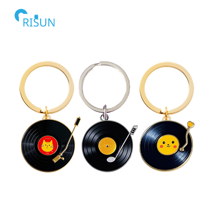 Portachiavi DJ, Portachiavi per Produttore Musicale con Effetti Sonori Interattivi e Luce Colorata, Portachiavi con Design per Lettore di Dischi DJ (BLACK