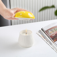 Qianrui Pot à bougie en céramique en forme de champignon, vide, multicolore, moderne et minimaliste, avec couvercle, pour décoration de mariage