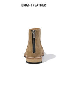 Bottes <span class=keywords><strong>Chelsea</strong></span> de style britannique BRIGHT FEATHER pour hommes, en cuir véritable, daim, <span class=keywords><strong>nubuck</strong></span>, rétro, avec fermeture éclair à la cheville, respirantes, doublure en cuir de cheval - Product Image 3