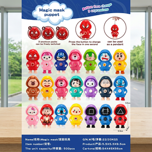 JRMS INDUSTRIES Porte-clés pendentif en PVC à boutons d'expression, motif dessin animé, masque magique à visages interchangeables, pour les 5-13 ans, unisexe, pour sac à dos - Product Image 3