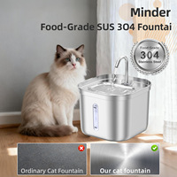 Dispensador Automático de Agua para Gatos de 2.5L, Bebedero de Acero Inoxidable con Chorro de Agua para Gatos, Perros y Pájaros