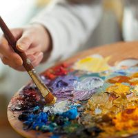 Palette en bois pour peinture, outils de peinture en bois avec trous de pouce, fournitures scolaires d'art, 1 pièce, nouvelle collection 2021