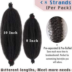 <span class=keywords><strong>Xtrend</strong></span> 3 paquets de 8 pouces de cheveux afro twist souples et élastiques, pré-séparés, faux locs, extensions de cheveux naturels noirs Marley - Product Image 4