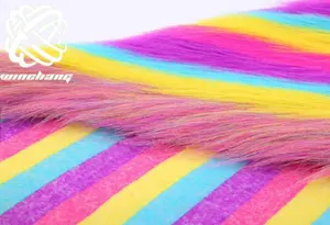 高品質ジャカード人工カラフルネオンレインボーフェイクファー生地、長毛フェイクファー、コート・おもちゃ用ぬいぐるみ - Product Image 5