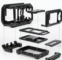 Boîtier en aluminium anodisé noir usiné sur commande par CNC, châssis d'équipement de précision pour l'automatisation industrielle