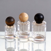 Flacon de parfum vide haut de gamme avec bouchon rond en liège et base épaisse en verre blanc transparent, flacon échantillon à vaporisateur en cristal