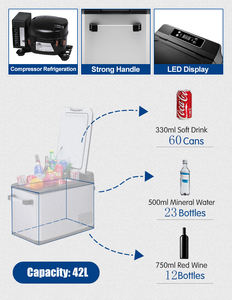 Réfrigérateurs de voiture 42L à faible bruit Congélateur de <span class=keywords><strong>camion</strong></span> 12 volts 24 volts Petit réfrigérateur portable avec poignée solide - Product Image 2