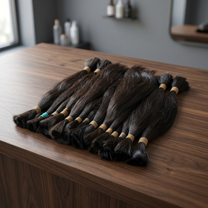 HAIR4WIG Extensions de cheveux humains vierges brésiliens en vrac 150-300g Trame simple Pointes pleines Prêt à la permanente Toutes les couleurs Style 2 paquets - Product Image 2