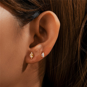 CANNER New 925 Sterling Silver Flat Back Multi Styles Helix Cartilage <b>Piercing</b> Opal Moonstone Stud Earrings 16G <b>Tragus</b> Earrings - Product Image 6