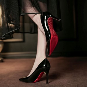 Escarpins à talon aiguille et bout pointu 9000G-158, semelle rouge, strass, chaussures de mariée, talon super haut 8 cm, tendance mode - Product Image 1