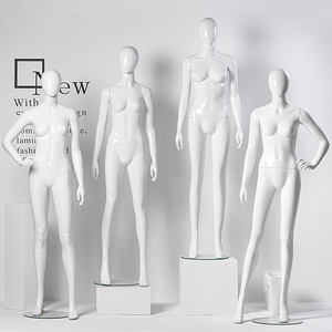 Maniquíes femeninos blancos brillantes Boutique con cabeza de cuerpo completo modelo de plástico tienda vestido forma sentado soporte para exhibición de ropa - Product Image 5