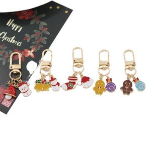 Hot Christmas Keychain Cute Santa Claus Elk Snowman Metal <b>Key</b> Chains <b>Key</b> <b>Rings</b> Cartoon Doll New Year Decor Xmas Enamel Keychain - Product Image 5