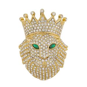 Colgante Hip Hop de Cabeza de León con Corona, de Moissanita, de Latón, Accesorios de Joyería, Collar Hiphop, Novedad al por Mayor - Product Image 5