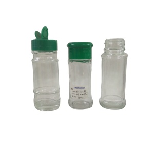 Empty 2oz clear Glass <strong>Spice</strong> <strong>Jar</strong> with Plastic Flip Lid - Product Image 1