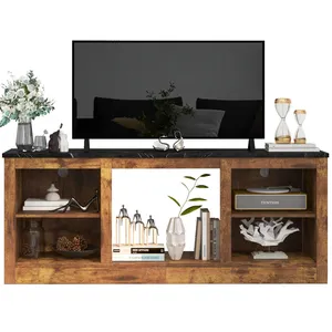 Meuble TV en verre argenté Design moderne échantillon de miroir en bois noyer vitreux noir Table Tables en fibre de verre armoire murale