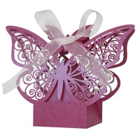 Boîte à bonbons en papier couché YZ pour enfants, motif papillon estampé, pour Communion, Baptême, Mariage, Anniversaires - Boîte cadeau recyclable