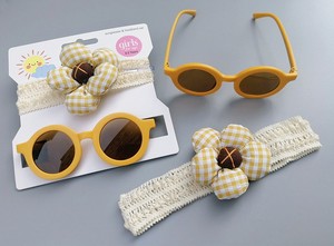 Novedad 2026, Gran Venta: Gafas de Sol Redondas Pequeñas con Diseño de Cuadros Coloridos y Diadema de Girasol, Set de Gafas de Sol de Dibujos Animados Lindas para Bebé, Regalo - Product Image 2
