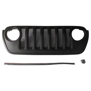 Front Grille Compatible for Jeep Wrangler JL 2018-2023 Gladiator JT Accessories Black Bumper Mesh Grill JL1299