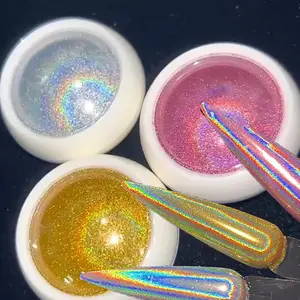 1Jars Holographic Laser Nail Powder 3g Chrome Laser Mirror Glitter Nail Art Pigment Rub Dust Flakes Manicure Decorations