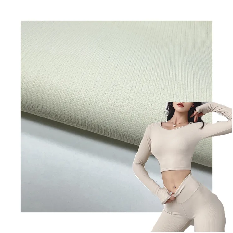 Factory direct sales knitted 78% nylon 22% spandex ribbed 4 way stretch fabric for sportswear yoga