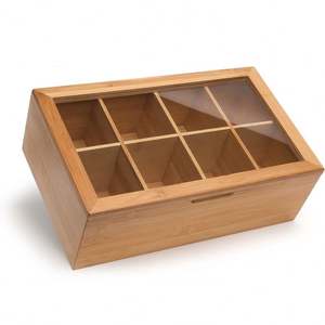 Boîte à bijoux rectangulaire en laque avec organisateur de stockage en bambou et acrylique et fenêtre en acrylique - Product Image 4