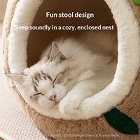 Lit pour animaux d'intérieur transfrontalier, doux, type niche d'arbre, pour chat, automne-hiver, fermé, petit lit pour chaton, nid chaud pour chat, Halloween