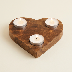 Wood Heart Shape <b>Tea</b> Light Holder For Valentine'S Day Home Decoration Heat Resistant Candle <b>Stand</b> - Product Image 1