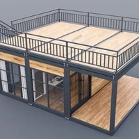 Maison conteneur modulaire préfabriquée portable à deux étages avec auvent, 20 et 40 pieds, pour bureau et habitation